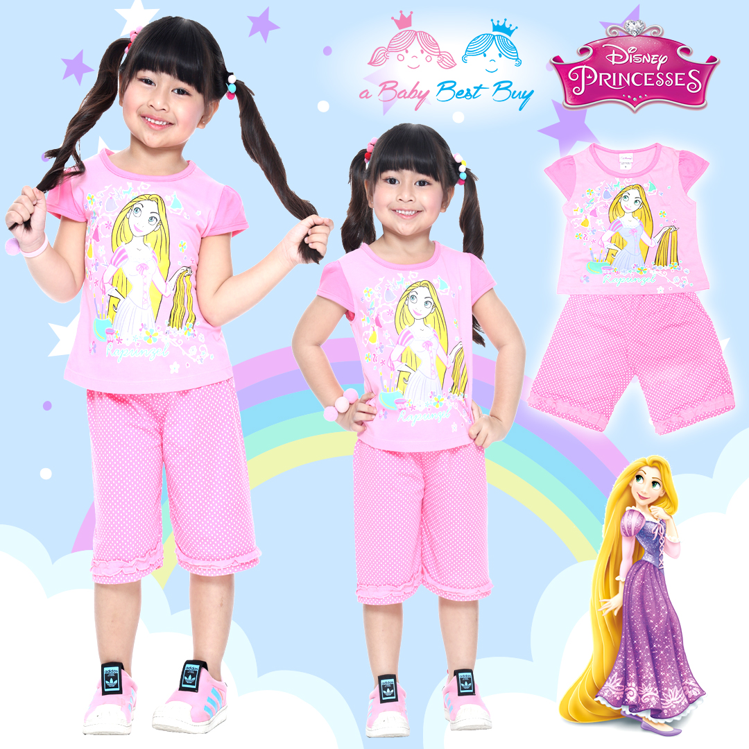 ฮ ( S-M-L ) ชุดเด็กน่ารัก ชุดนอนเด็ก Disney Rapuzel เสื้อแขนสั้น สีชมพู กางเกงขาสั้นสีชมพูสุดน่ารัก ดิสนีย์แท้ ลิขสิทธิ์แท้ (สำหรับเด็กอายุ 4-8 ปี)