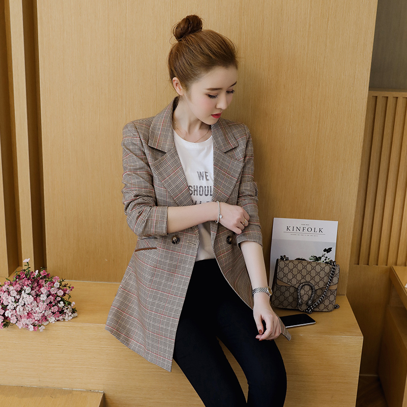 เสื้อผ้าแฟชั่นนำเข้า : เสื้อสูทแฟชั่น พร้อมส่ง เสื้อสูทลายสก๊อต สีโทนน้ำตาล มีปก ตัวยาวคลุมสะโพก เก๋มากๆ ใส่ทำงานได้ แฟชั่นสไตล์เกาหลี มีกระเป๋าใช้งานได้ งานเหมือนแบบแน่นอนค่ะ