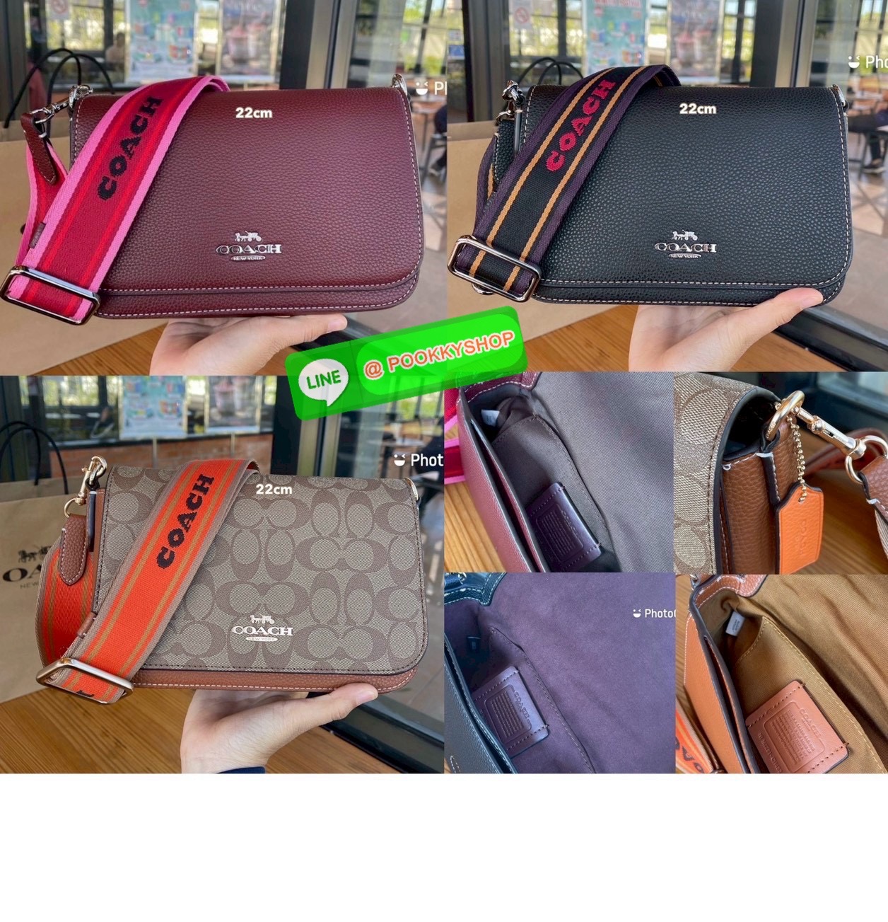 COACH CH483 – Camera Bag Strap Logo สุดจี๊ด รุ่นยอดนิยม โดดเด่นด้วยสายสะพายผ้าแถบโลโก้ COACH สีน้ำตาล -ดำ สะดุดตาไม่ซ้ำใคร! ดีไซน์ทรงกล่องกระทัดรัด ใส่มือถือ กระเป๋าสตางค์ และของใช้ประจำวันได้ครบ วัสดุ Signature coated canvas + หนังแท้ มาพร้อมฮาร์ดแวร์ทอง