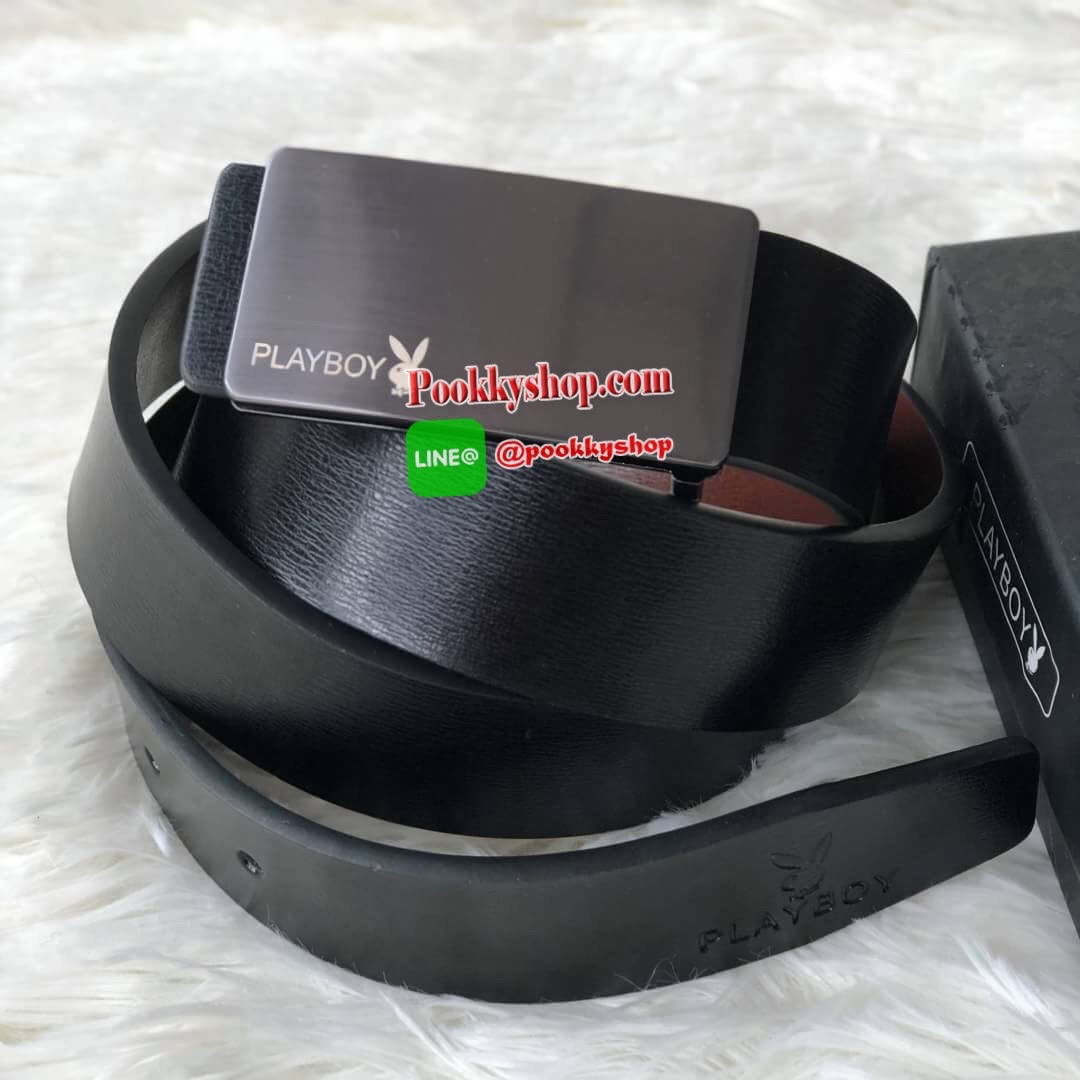 DON'T MISS! PLAYBOY MEN LEATHER BELT (Free Size) เข็มขัดหนังสีดำรุ่นสุดฮิตจาก Playboy หัวเข็มขัดโลหะดำตัดเงินปั้มโลโก้คุณภาพดีตามแบบฉบับของแบรนด์ดีไซน์คลาสสิคเข้าได้กับทุกชุดสามารถปรับได้หลายระดับ มาพร้อมกล่องแบรนด์สามารถมอบเป็นของขวัญได้ ไอเท็มนี้ M