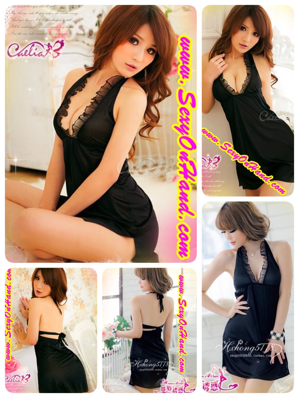 ชุดนอนเซ้กซี่ ชุดนอน ชุดนอนสาวญี่ปุ่น �ชุดนอนน่ารัก สไตล์ญี่ปุ่น ชุดนอนลูกไม้ เนื้อผ้านิ่ม �เซ็กซี่มาก ผ้านิ่มลื่น สีดำ ซีทรูเล็กๆ ระบายริ้วช่วงสาย ใส่แบบผูกหลังคอ และด้านหลัง พร้อมกกน. จีสตริงสุดเซ็กซี่ ...ฟรีไซส์...