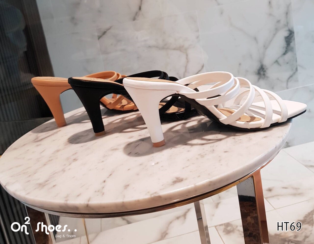 ส้นสูงแต่งสายคาดหนัง5เส้นสวยหรูดูคุณหนูคุณนายมากคะ หนังPu นิ่มใส่สบายทรงนี้ให้ลุคเซ็กซี่หน่อยๆ อย่าปล่อยให้พลาดนะคะรอบนี้