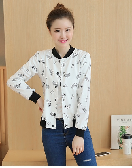 เสื้อคลุมแฟชั่น พิมพ์ลายจักรยาน น่ารักๆ เป็นกระดุมกดติด แขนจั้ม