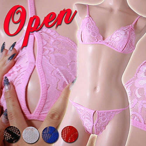 ชุดชั้นใน ชุดบิกินี่ ลูกไม้เซ็กซี่ ซีทรู สีชมพู สวยเซ็กซี่ พร้อม จีสตริงเข้าชุด