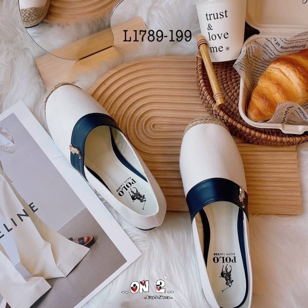 รองเท้าคัช POLO ปักอะไหล่ทอง แนวสปอร์ต ผ้าแคนวาน กับ ลายกระสอบสุดคลาสสิค สวยมากค่ะ พร้อมส่ง2สี