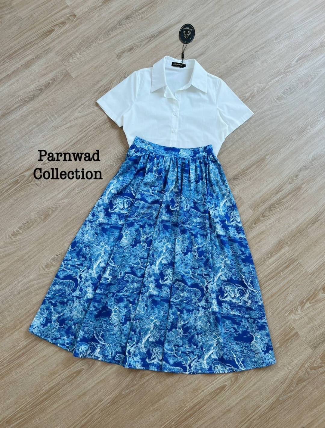 Set เสื้อเชิ้ตคอปกสีขาว มาพร้อมกับกระโปรงพิมพ์ลาย ผ้านุ่มลื่นมีซับใน ใส่ได้ทุกโอกาส ผ้าดีมาก บอกเลยว่าชุดนี้จะใส่ทำงาน ใส่เที่ยว ชิวๆ สวยหรูดูแพงมากค่า