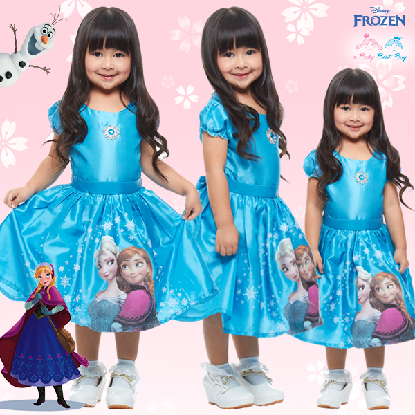 ( 4-6-8-10 ปี ) ชุดเดรส ชุดราตรี Frozen ลายเจ้าหญิงเอลซ่า เจ้าหญิงอันนา กระโปรงบานสีฟ้า แขนตุ๊กตา ดิสนีย์แท้ ลิขสิทธิ์แท้ (สำหรับเด็ก4-6-8-10 ปี)