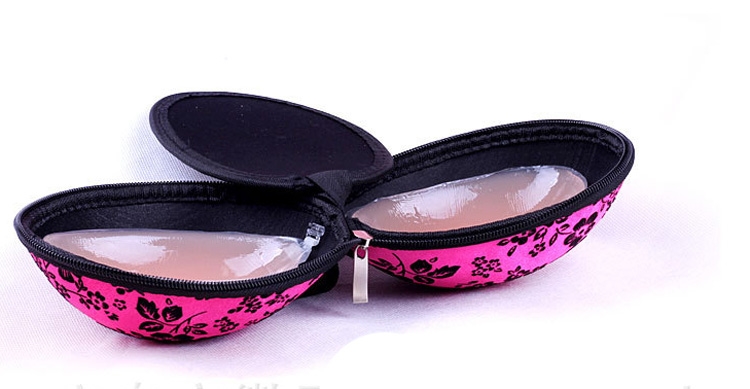 กระเป๋า ซิบ ทรงแข็งสีชมพู ลายดอก สำหรับ ใส่ซิลิโคนบรา Freebra (Cup B /34) บราไร้สาย แบบพกพา สะดวก สำหรับท่องเที่ยวและเดินทาง / คัพ B (ขนาด 34)