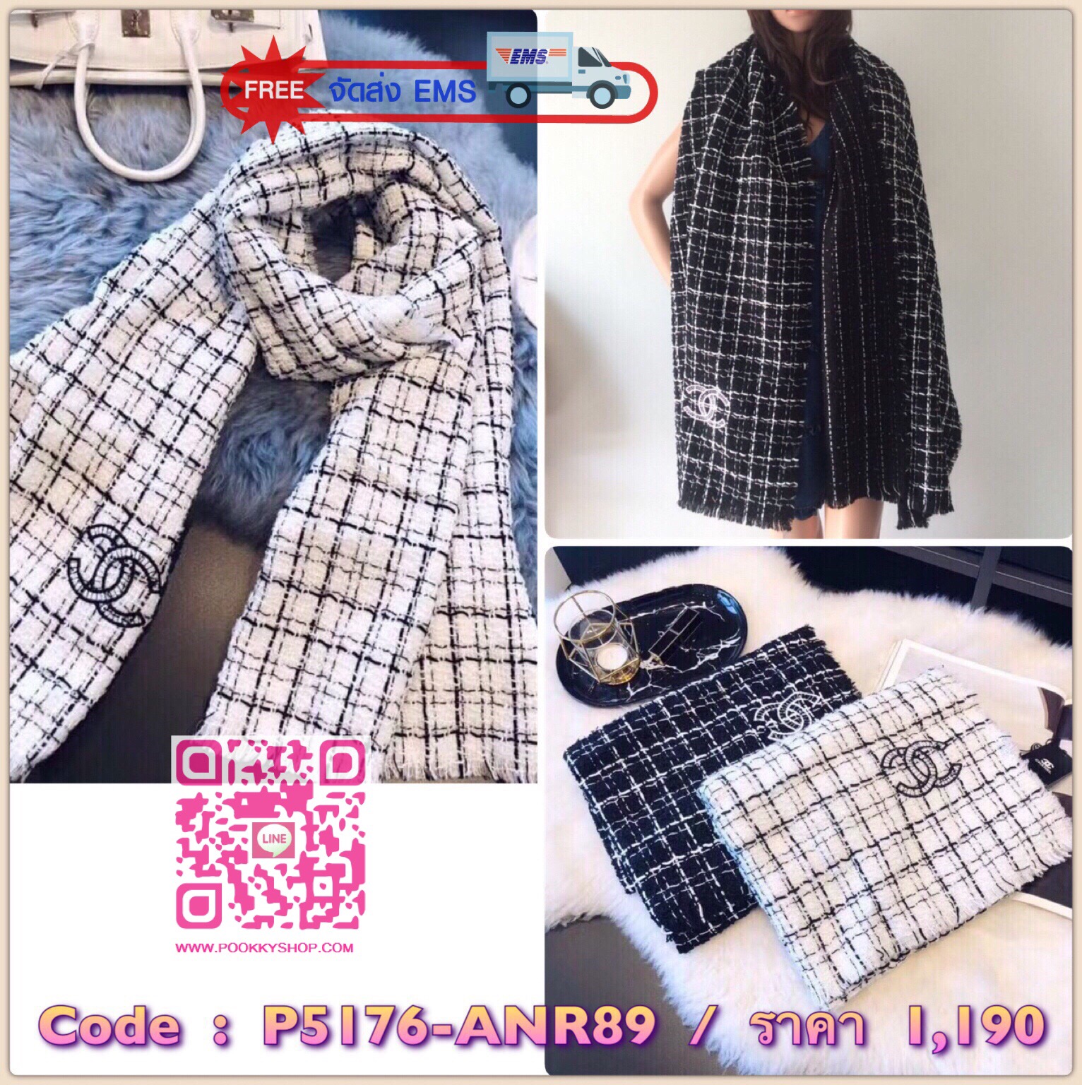 ราคานี้หาซื้อที่ไหนไม่ได้แล้ว พลาดแล้วจะเสียใจพูดเลยยคร้าา!! ของถูกและดีมีที่ร้านนี้จริงๆค่ะ Brand: CHANEL New ARRIVAL ผ้าคลุมไหล่ ผ้าพันคอ CHANEL คอเลคชั่นใหม่ปี 2018 ผ้า wool เนื้อดี เนื้อหนา นุ่ม ทอลาย ปักรูปสัญลักษณ์แบรนด์ ลายคมชัดค่ะ หนาวนี้ห้ามพลาดน