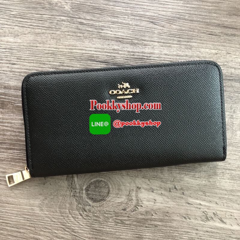 COACH Women Accordion Zip Wallet in Embossed Textured Leather กระเป๋าสตางค์ใบยาว เปิด-ปิดกระเป๋าด้วยซิปรอบ ด้านในมีช่องใส่บัตร ช่องใส่ธนบัตร และช่องซิปใส่เหรียญค่ะ ด้านหลังมีช่องใส่บัตร 1 ช่อง