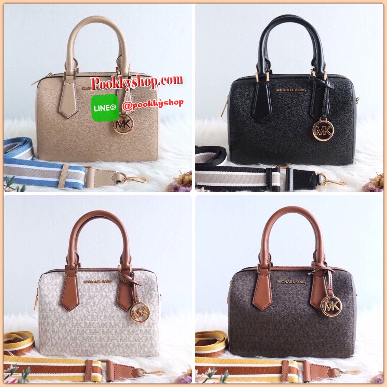 Michael kors hayes small duffle bag ทรงหมอนใบเล็ก ขนาดกำลังน่ารักเลยค่ะ หนังอยู่ทรงสวย ด้านในเป็นหนัง สายสะพายสปอร์ตอย่างงามเลยจ้า