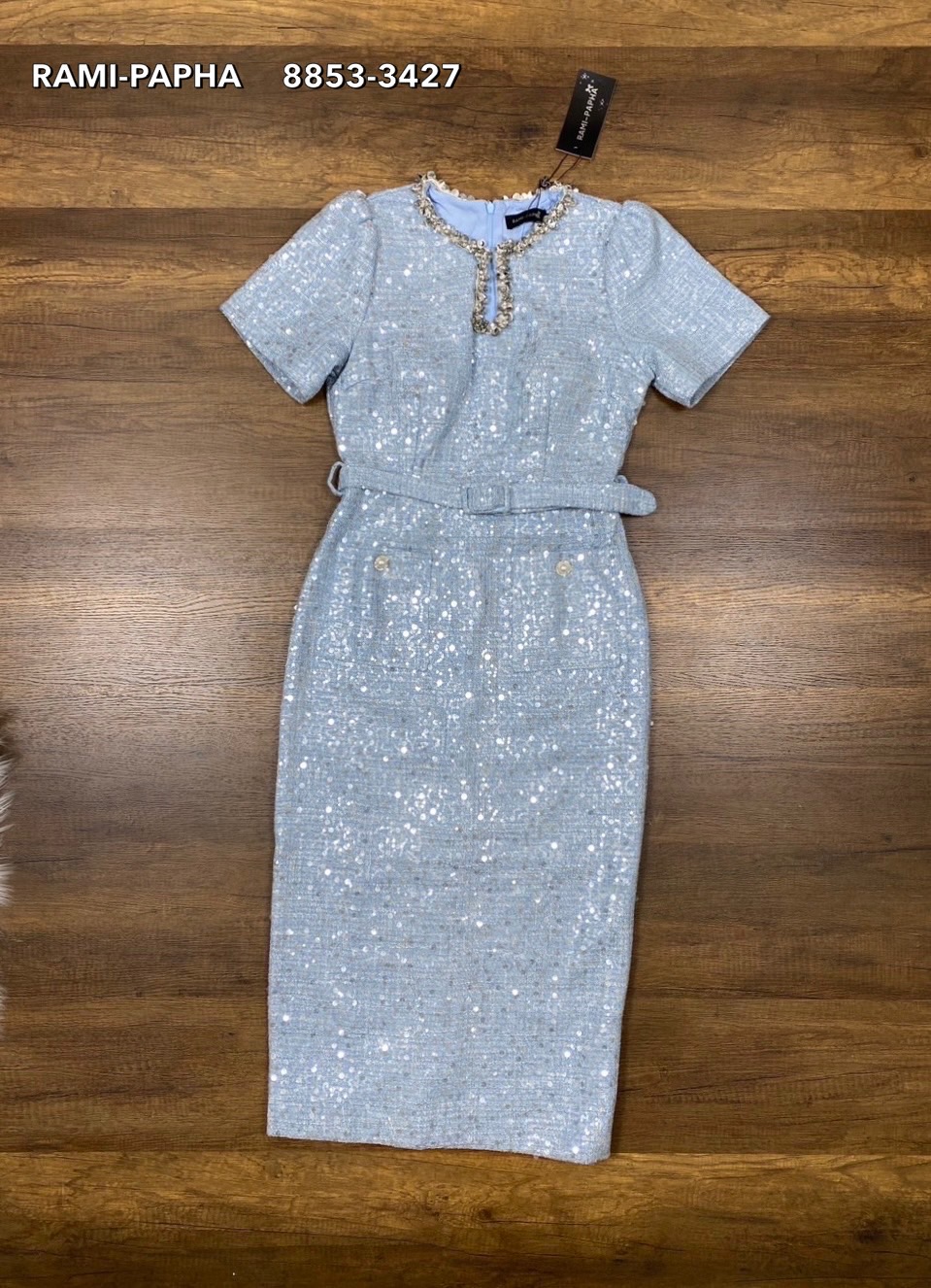 เดรสแฟชั่น เดรสตัวยาวเนื้อผ้าทวีตปักwinkสวยหรูโดดเด่น