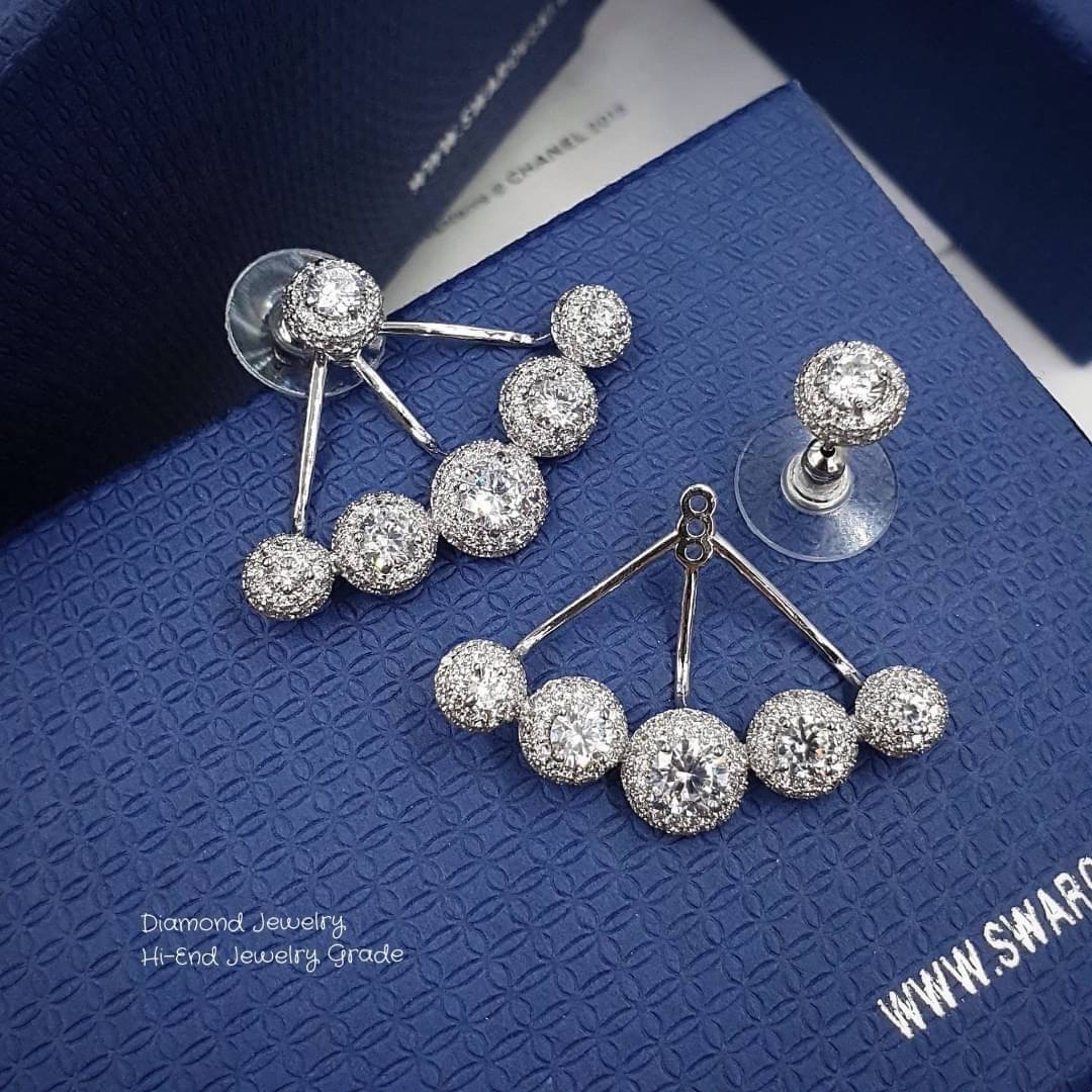 ต่างหูเพชร CZ แท้ งานจิวอ้อมหู เพชรฝังอย่างดี ปรับได้ 3 ระดับ งานเกาหลีค่ะ