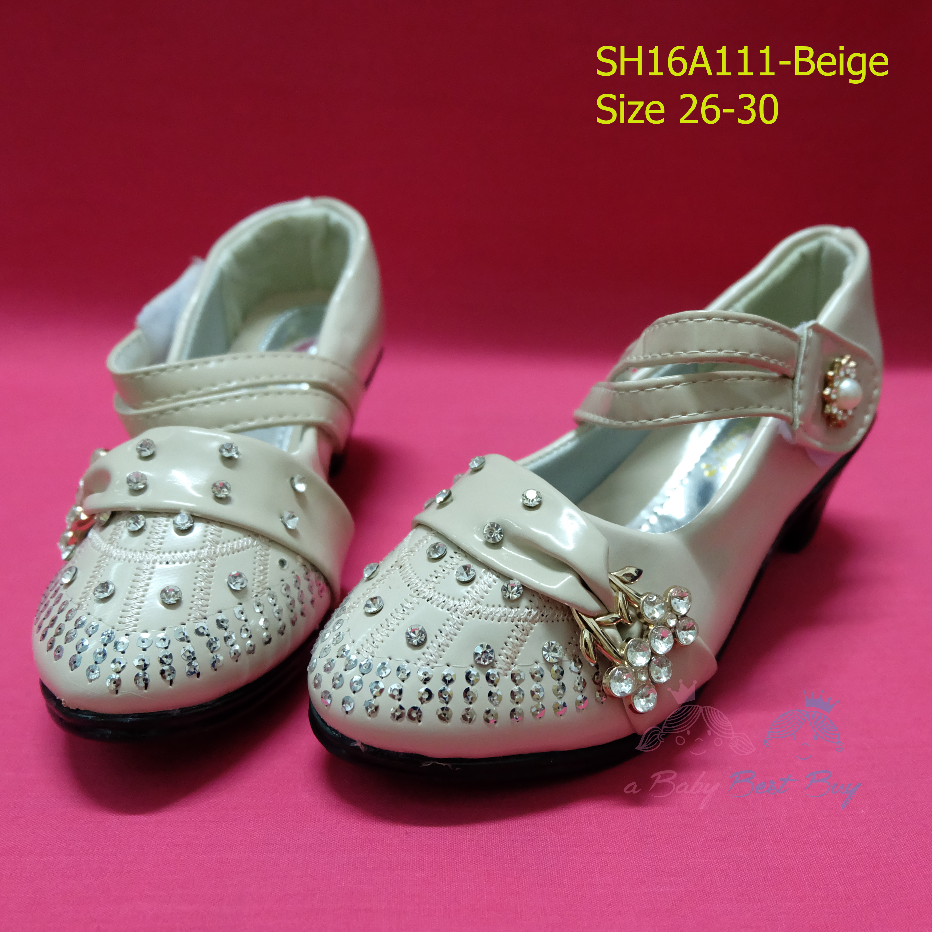 16A111-B1 Beige รองเท้าเด็กผู้หญิง สีเบจ ใส่ไปงานแต่ง งานเลี้ยง ไซส์26-30