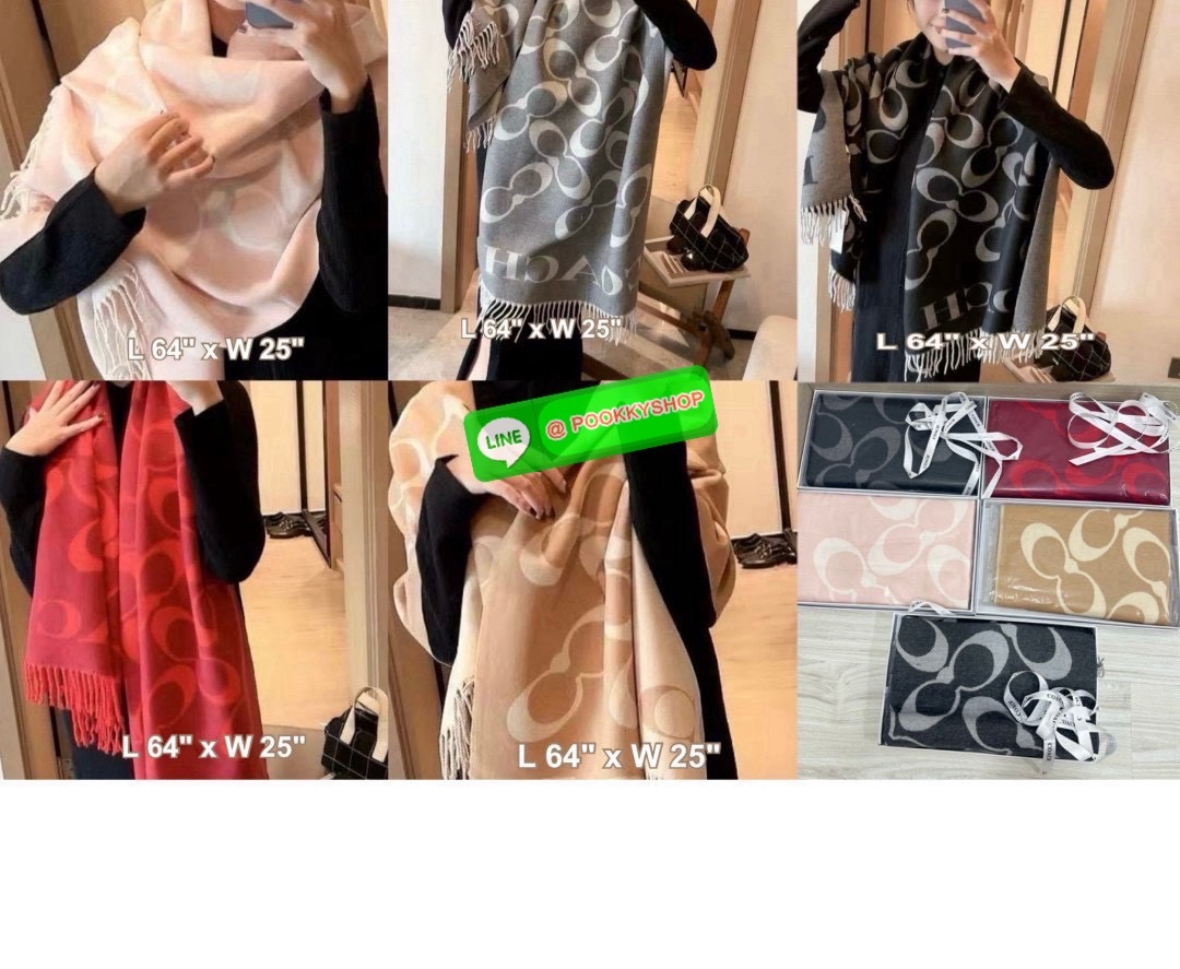 ðCoach Signature Silk and Wool Wrap Scarf ð 70% Wool and 30% Silk āļāđāļēāļāļąāļāļāļ Coach āļāļ·āļāđāļŦāļāđ āļāļāļŠāļąāļāļ§āđāļāļŠāļĄāđāļŦāļĄ āđāļāļ·āđāļāļāļļāđāļĄ āļĨāļēāļĒ Signature Coach Signature Silk and Wool Wrap Scarf Oatmeal