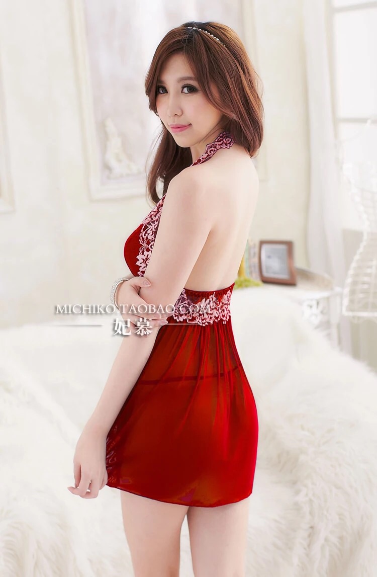 ชุดนอนคล้องคอ ซีทรู สีน้ำเงินเข้ม แต่งลูกไม้ขาว เนื้อผ้าเกรดพรีเมี่ยม สวยหรู ทิ้งตัว มากๆคะ +G-string แต่งลูกไม้เข้าชุด