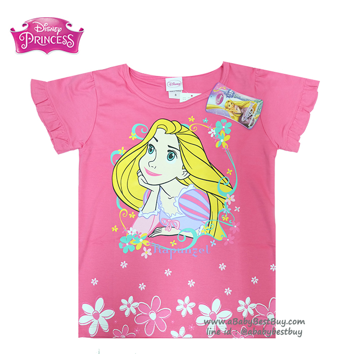ฮ (Size 4-6-8)เสื้อยืดเด็กผู้หญิง แขนสั้น สีชมพูเข้ม สกรีนลาย Disney Rapuzel สุดน่ารัก ผ้าดีใส่สบาย ดิสนีย์แท้ ลิขสิทธิ์แท้ (สำหรับเด็กอายุ 4-8 ปี)