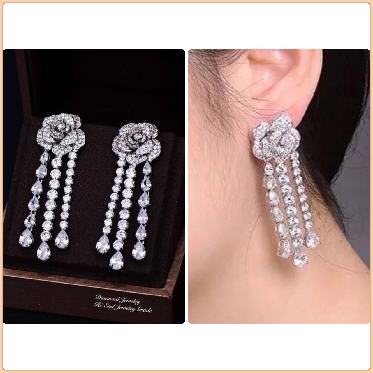 New Arrival !!! Diamond Earring ต่างหูเพชร ต่างหูออกงาน ตกแต่งด้วยเพชร CZ แท้ งานสวยน่ารัก ดีไซน์กุหลาบ เก๋มากๆค่ะ เพชรวิ้งที่สุด มีคลาสมากๆค่ะ ดีไซส์สวยดูผู้ดีมากๆค่ะ งานรุ่นการันตีความสวยเลยนะคะ เพชรวิ้ง เพชรเยอะ เพชรละเอียดม้ากกกก เพชรสวยมากกก ดีไซส์โม
