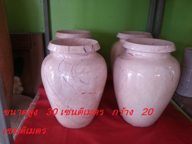 โอ่ง แจกันหินอ่อนสีขาว ขนาดสูง 30 เซนติเมตร กว้าง 15 เซนติเมตร 1 คู่