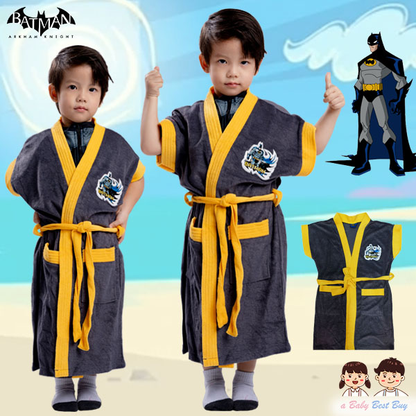 ฮ Cover Swimming Suit - Bat man ชุดคลุมว่ายน้ำ เด็กผู้ชาย สีดำขอบเหลือง ลายแบทแมน สุดเท่ห์ ผ้าดี ลิขสิทธิ์แท้