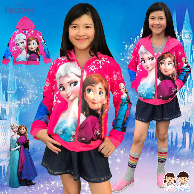 " ( Size เด็ก 4-6-8-10 ปี ) Jacket Disney Frozen for Girl เสื้อแจ็คเก็ต เสื้อกันหนาว เด็กผู้หญิง สีชมพู รูดซิป มีหมวก(ฮู้ด)ใส่คลุมกันหนาว กันแดด ใส่สบาย ดิสนีย์แท้ ลิขสิทธิ์แท้