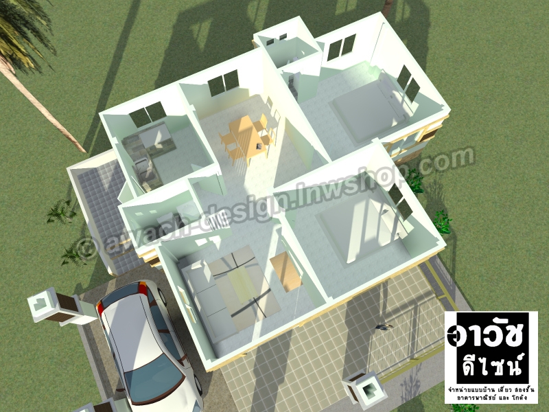 B111 แบบบ้านชั้นเดียว 2 ห้องนอน