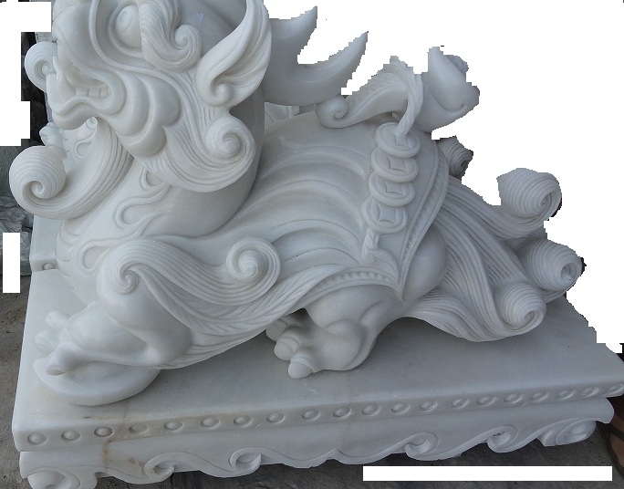 ปี่เซี๊ยะหินอ่อนแกะสลัก ยาว50เซนติเมตร สีขาว