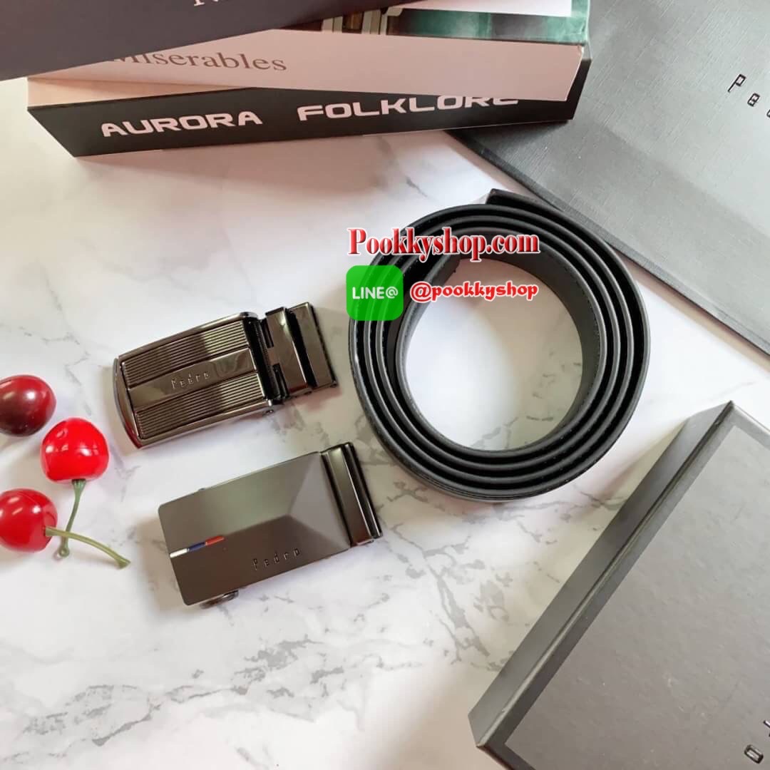 GIFT SET PEDRO BELT Set เข็มขัด2หัว วัสดุเข็มขัดหนังแท้ หัวเข็มขัดสลักโลโก้แบรนด์แท้ ดูดีมีสไตล์ ถอดเปลี่ยนได้ อุปกรณ์ครบชุด น่าใช้มากๆค่ะ