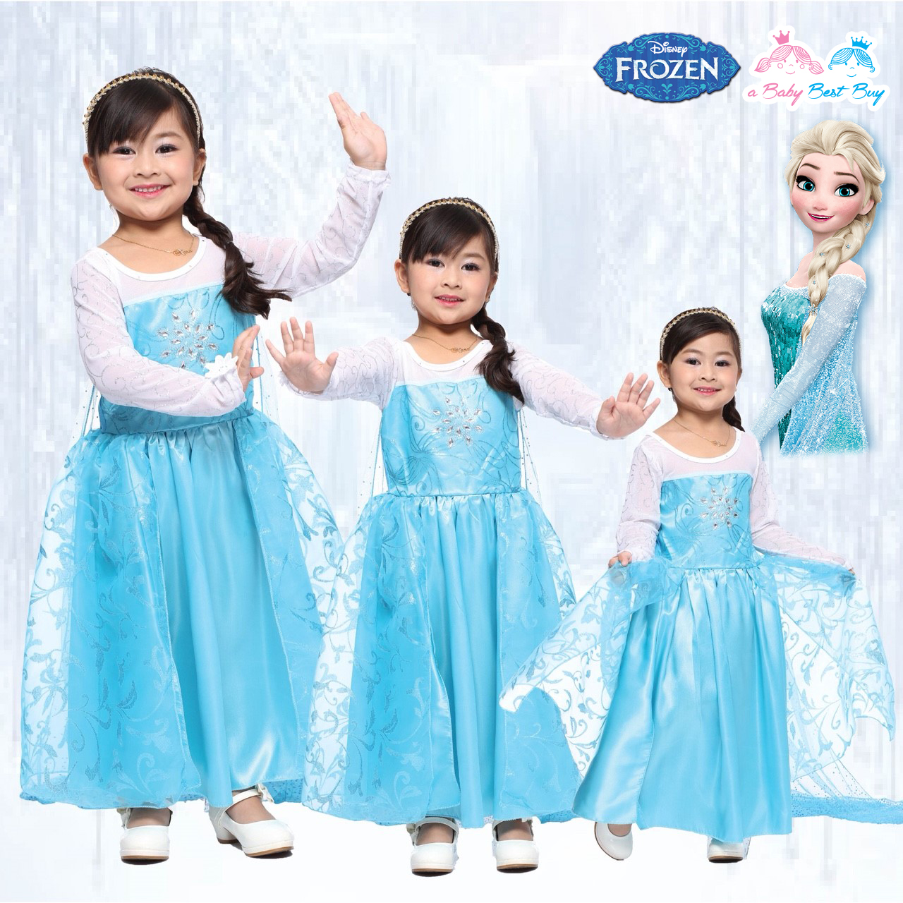 " ชุดเดรส Elsa Princess เจ้าหญิงเอลซ่า ชุดแฟนซีเจ้าหญิง ผ้าดี ใส่สบาย (สำหรับเด็กอายุ 3-8 ปี)