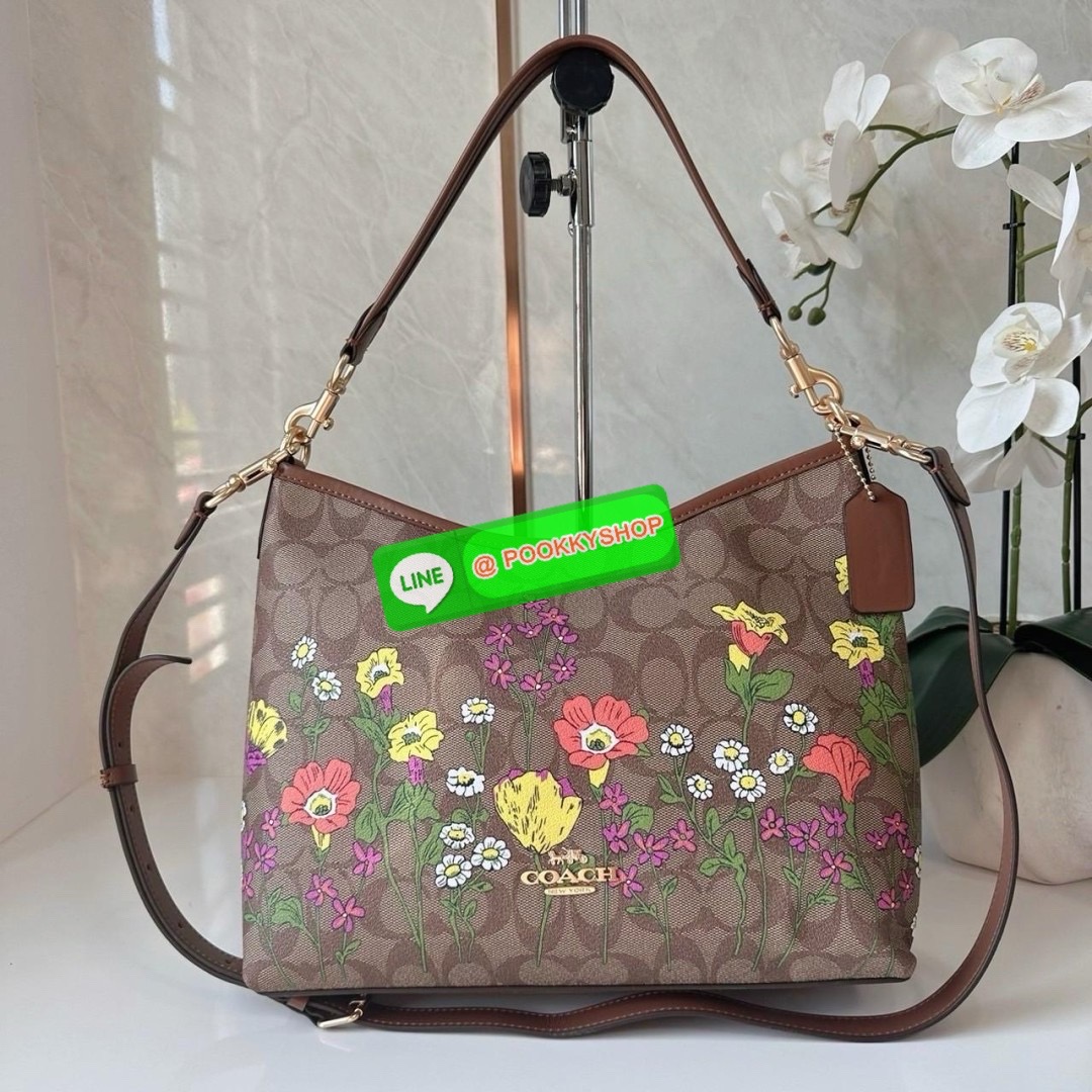 COACH LAUREL SHOULDER BAG IN SIGNATURE CANVAS WITH FLORAL PRINT (CR150) 🔖กระเป๋าถือ/สะพายข้าง คอลเลคชั่นใหม่ โดดเด่นปริ้นลายดอกไม้