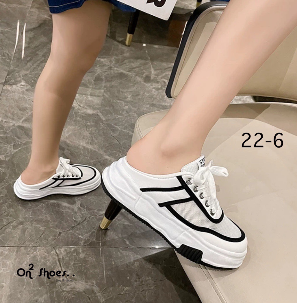 New‼️รองเท้าผ้าใบแฟชั้นสไตล์แบรนด์ รองเท้าผ้าใบเปิดส้น ส้นสูง 2.5" สวยเทห์ เปะปังมากงานสวยล้ำไม่ซ้ำใคร งานจริงใส่สวยมากใส่ง่าย งานดี วัสดุเกรดดีทุกชิ้นค่ะ