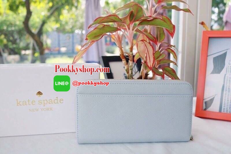 KATE SPADE WALLET กระเป๋าสตางค์ใบยาวรุ่นยอดนิยม วัสดุหนัง safiano เรียบหรู ดูดี อะไหล่ทอง ด้านในมีช่องซิป ช่องใส่เหรียญ ช่องใส่บัตรได้เยอะจุใจ พร้อมกล่อง