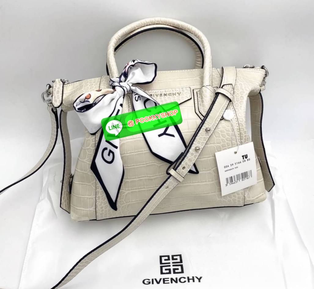 Givenchy Antigona bag 12” Givenchy Antigona small bag calf leather matte finish two rounded top handles gold-tone logo lettering adjustable detachable shoulder strap tonal stitching top zip fastening silver-tone hardware