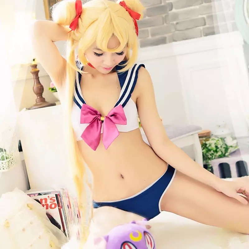 ชุดทูพีซ ชุคอสเพลย์ทูพีซ นักเรียนญี่ปุ่น แต่งคอปกทหารเรือ น้ำเงินแถบขาว สวยใส น่ารัก ๆ คะ