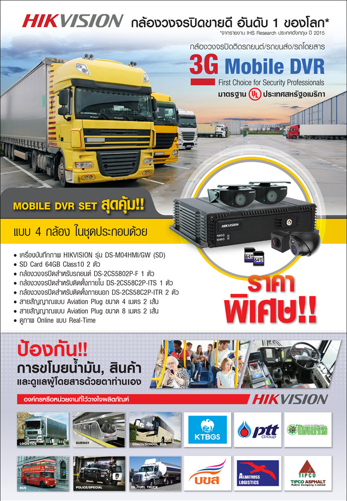 Hikvision Mobile DVR Set‏ สำหรับรถขนส่ง,รถโดยสาร