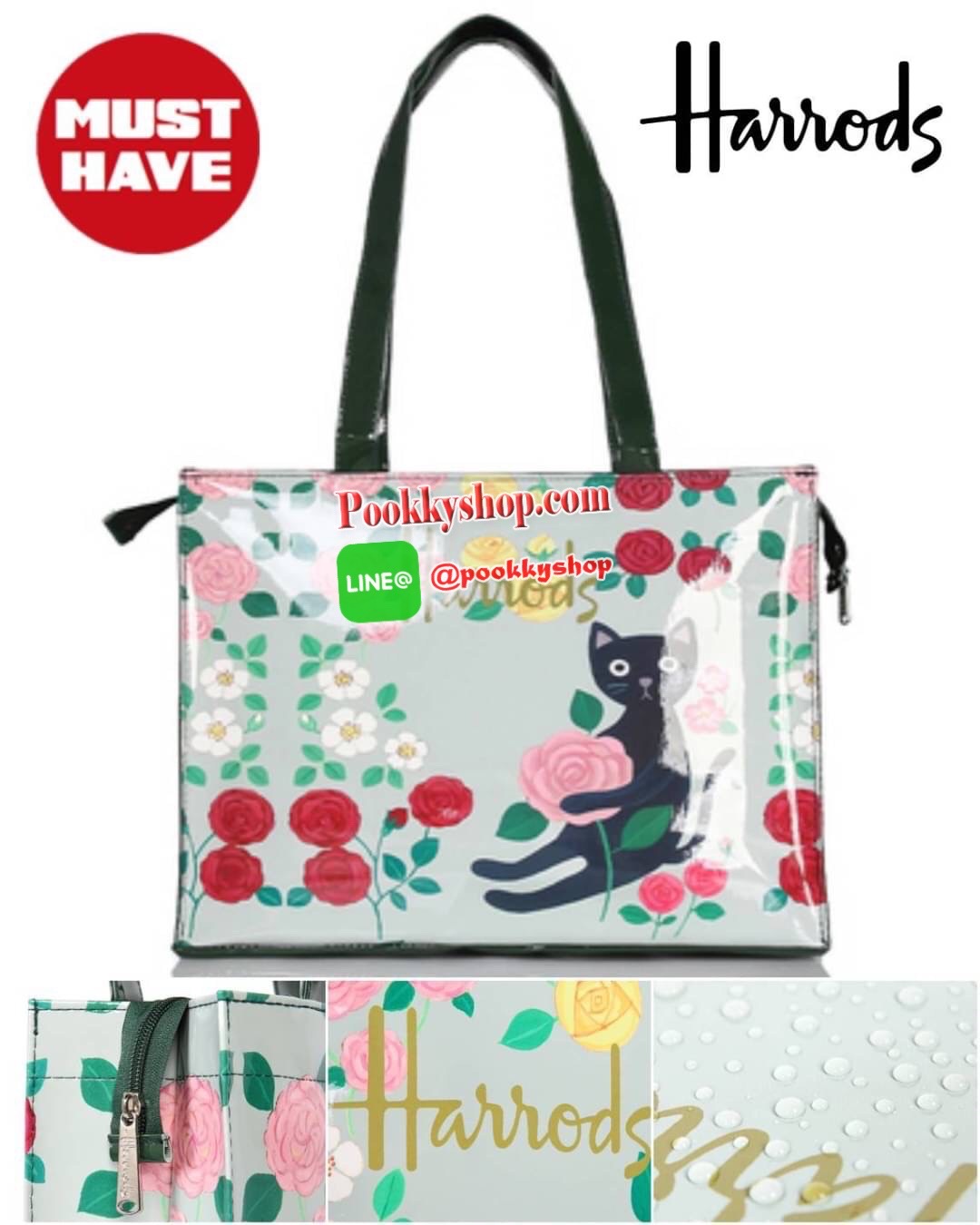 Restock พร้อมส่งแล้วค่ะ! Harrods London Top-handle Shopping Bag Large กระเป๋า Shopping Bag (Size L) แบรนด์ดังจากอังกฤษไอเท็มยอดนิยม PVC+Polyester 100% ของแท้ใบใหญ่ เนื้อหนาอยู่ทรง กันน้ำ แข็งแรง น้ำหนักเบา เปิดปิดด้วยซิปสะดวกใช้หัวซิปปั้มโลโก้แบรนด์อะไหล่