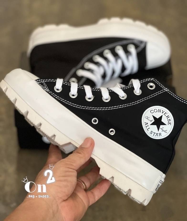 Converse รองเท้าผ้าใบเสริมส้น Converse ชนชอป แบบผูกเชือก งานชิคใส่เที่ยวใส่เรียนทรงสวยตามแบบแป๊ะ