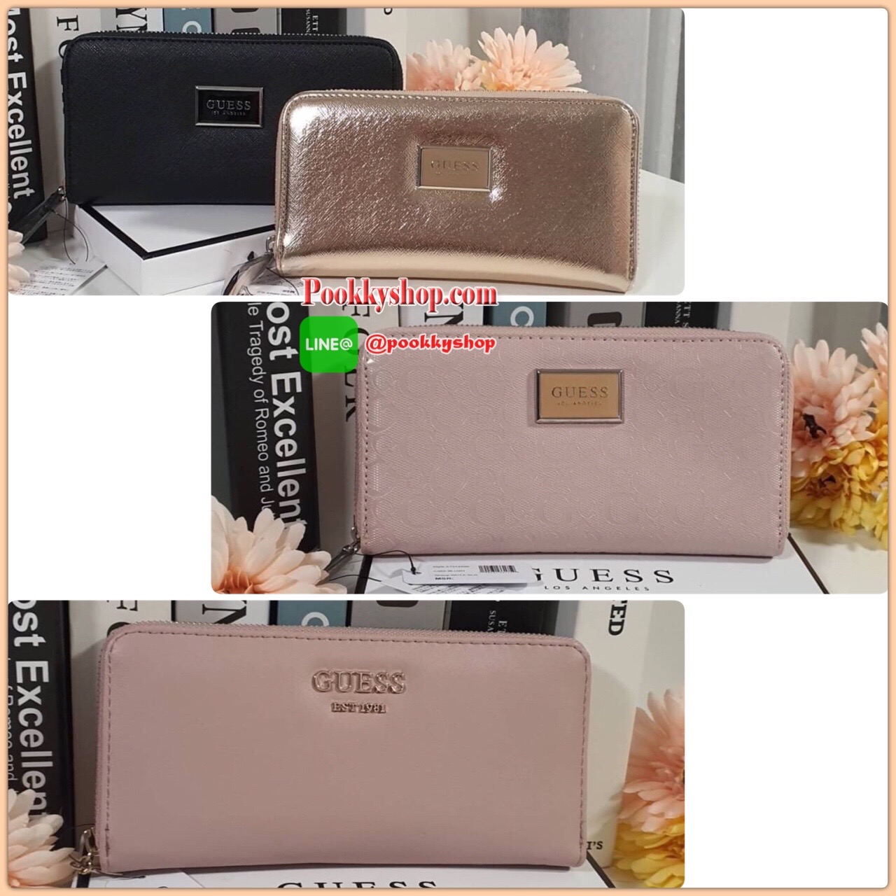 GUESS WOMEN'S WALLET กระเป๋าตังค์แบบซิปรอบ หนังลาย SAFFIANO ประดับโลโก้แบรนด์ด้านบน ด้านในมีซิปกลาง ไว้ใส่เหรียญ มีช่องใส่บัตรหลายช่อง ช่องใส่ธนบัตรมี2ช่องใหญ่ น้ำหนักเบา อุปกรณ์ครบ ห้ามพลาดค่า!