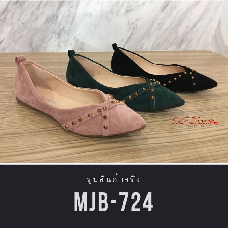 สินค้าพร้อมส่ง รองเท้าคัชชูหัวแหลมสันเตี้ย วัสดุผ้าสักหลาด ประดับหมุดโลหะสีทอง ทรงสวย แมทง่ายใส่เข้ากับทุกชุดทุดโอกาส ใส่แล้วเท้าเรียว เก็บหน้าเท้า น้ำหนักเบา