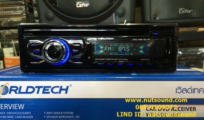 ดีวีดี วิทยุติดรถยนต์ ยี้ห้อ WORLDTECH มีระบบ bluetooth