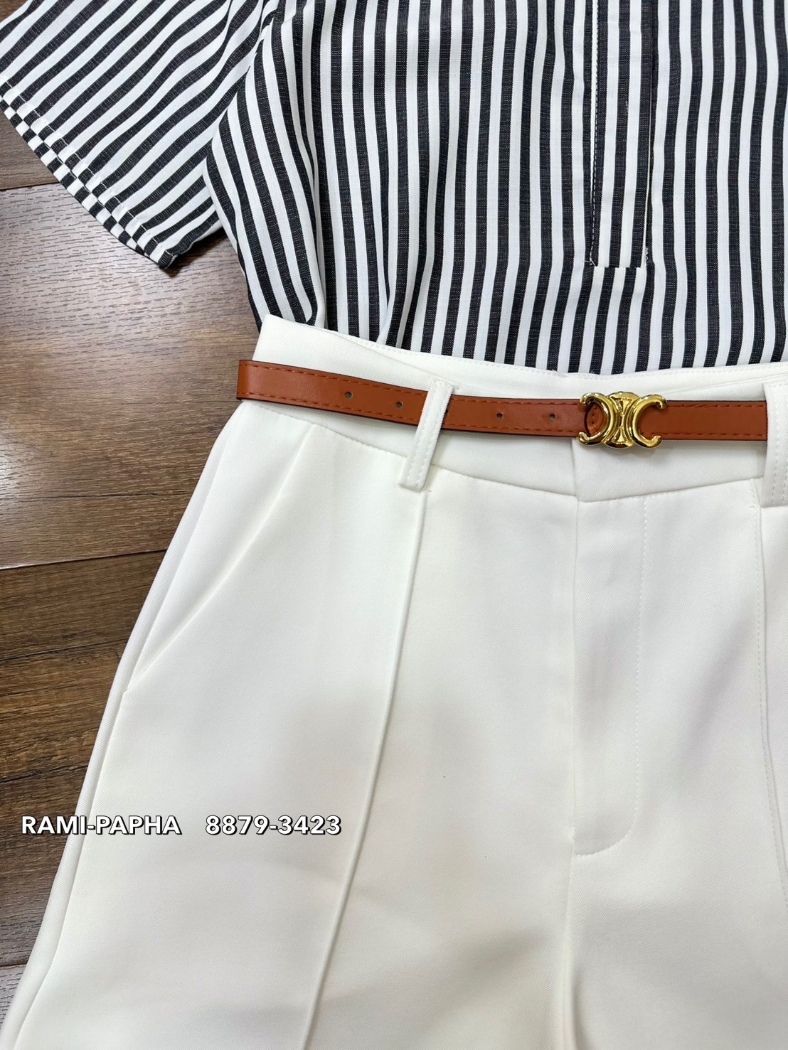 ชุดเซทแฟชั่น เซตส4ชิ้นสุดคุ้ม!! เสื้อเชิ้ตแขนสั้นคอปกเก๋ๆ ลายริ้วทางตรงสีสวยคลาสสิค