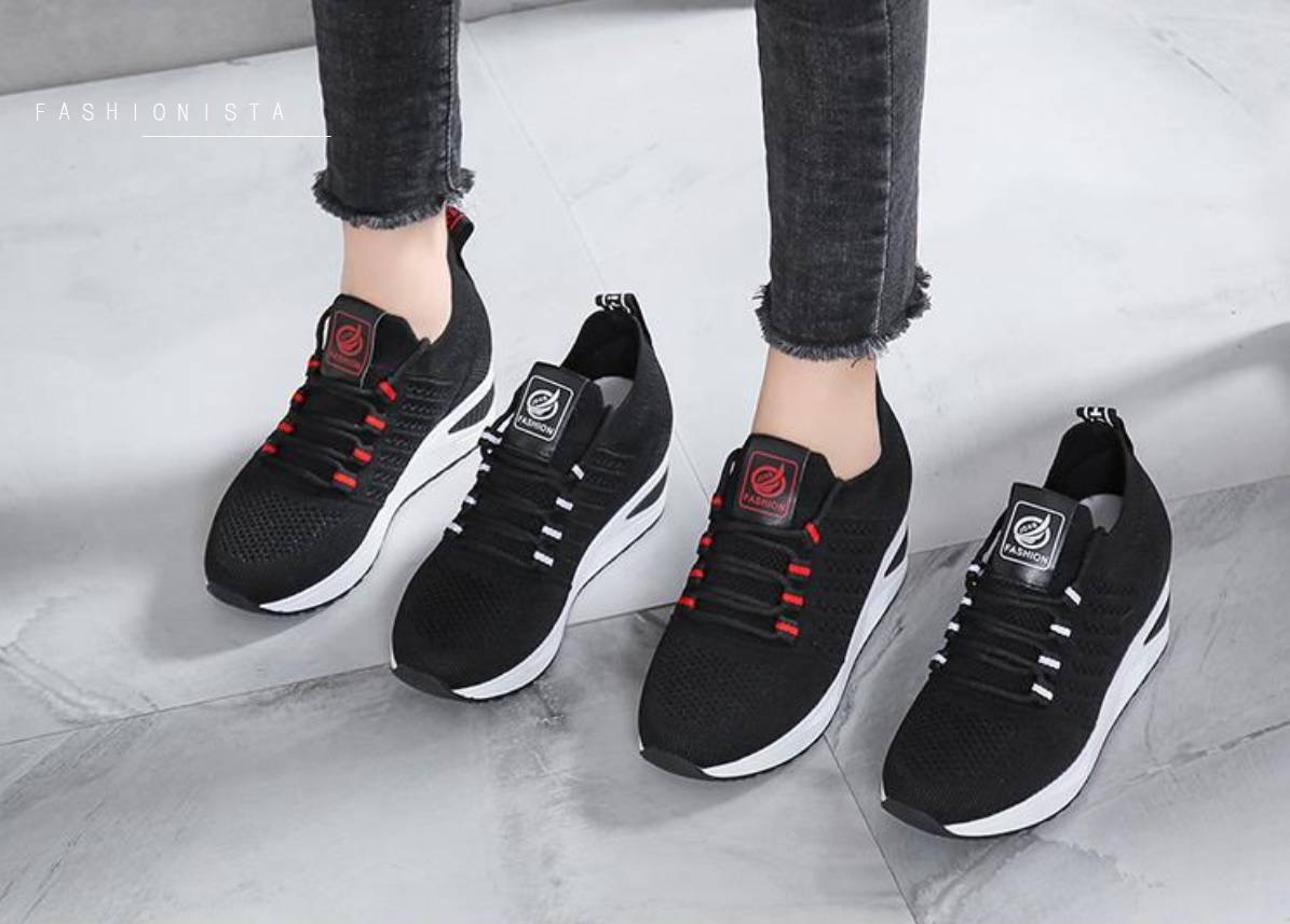 NEW ITEM แฟชั่นเสริมส้นมาแรง!! รองเท้าสลิปออนเสริมพื้น 5c.m. แต่งเชือกผูก ทรงสโลป วัสดุเนื้อผ้ายืดกระชับเท้า เนื้อหนาคุณภาพดี ขอบยางยืดเพิ่มความยืดหยุ่นในการสวมใส่ ใส่แล้วดูขาเรียวยาวสุดๆไปเลย ตัวพื้นรองเท้าเป็นยางพารากันลื่นได้ดีจ้า งานสวยเก๋น่ารักเรียบเ