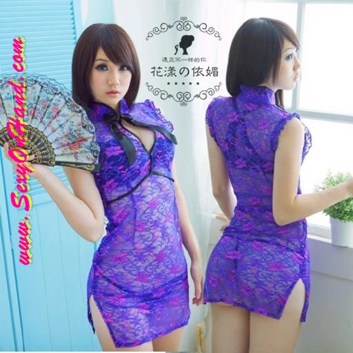 ชุดจีน เซ็กซี่ ชุดกี่เพ้า ซีทรูเบาๆ ผ้าลายลูกไม้สีม่วงปนชมพู เข้ารูป คอจีน ผ่าอกเซ็กซี่มากๆค่ะ เนื้อผ้าลูกไม้เกรดเอ นุ่ม ใส่สบาย เนื้อผ้าสามารถหยืดหยุ่นได้เยอะเลยคะ ใส่สบาย โชว์สัดส่วนได้อย่างลงตัวมาก +กางเกงในจีสตริงให้ด้วยนะคะ