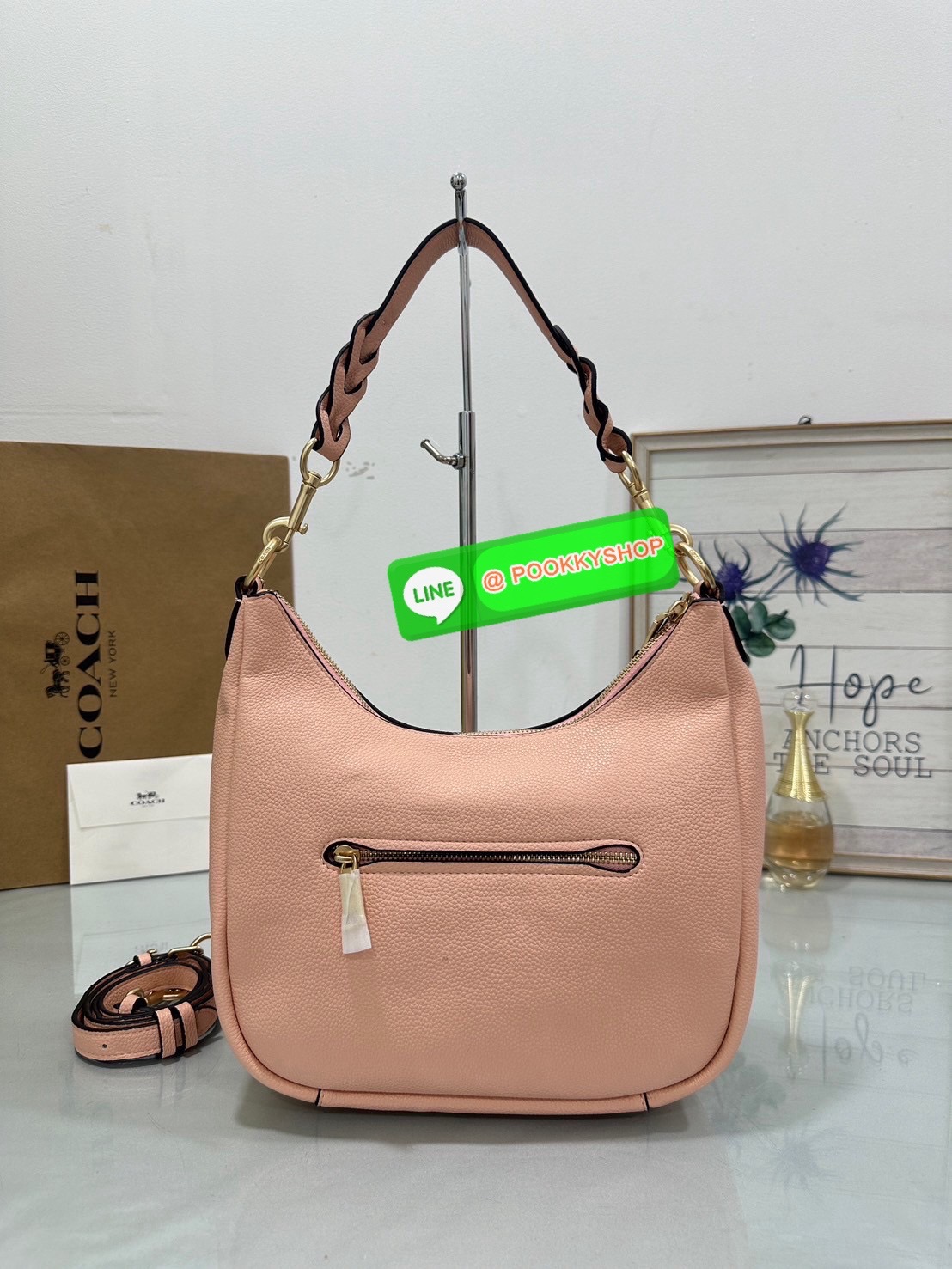 Coach C9190 Jules Hobo Shoulder Crossbody bag Refined pebble leather Inside zip and multifunction pockets Zip-top closure, fabric lining Detachable handle with 11" drop Outside zip pocket