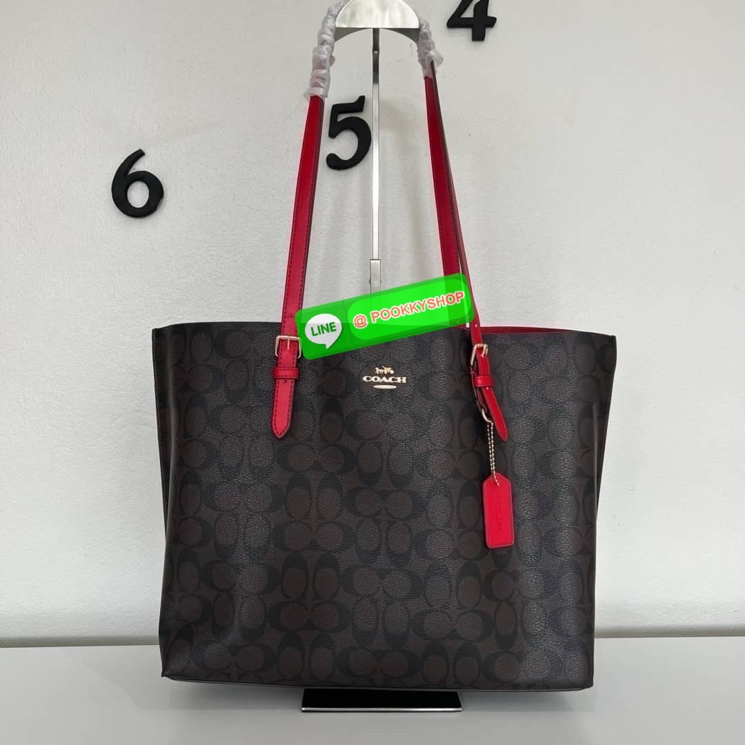 Coach MOLLIE TOTE IN SIGNATURE CANVAS (COACH 1665) กระเป๋าหนังใบเคลือบซิกเนเจอร์และหนังเรียบ ภายในกระเป๋ามัลติฟังก์ชั่น ปิดด้วยซิป ซับในผ้า หูหิ้วพร้อมหูหิ้ว 10 1/4" ช่องเปิดด้านข้าง