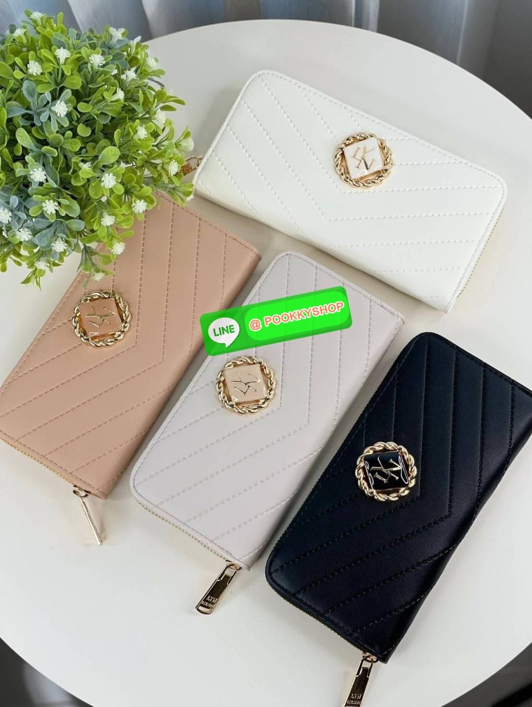LYN แท้ Outlet กระเป๋าสตางค์ใบยาว เปิดปิดด้วยซิปรอบ