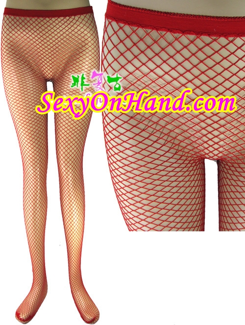 ถุงน่อง sexy ถุงน่อง ตาข่าย เซ็กซี่ แบบเต็มตัว สีแดง ขนาด Free Size สะโพก ยืดได้ถึง 42 นิ้ว