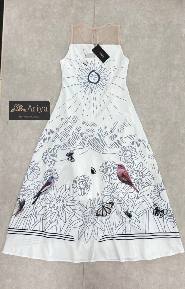 เดรสยาวพิมลาย แขนกุดน่ารักมากแม่ใส่สบายใส่ทำงาน อยู่บ้าน ความสวยเป๊ะจัดเลย ใส่เที่ยว งานหรูดูแพง