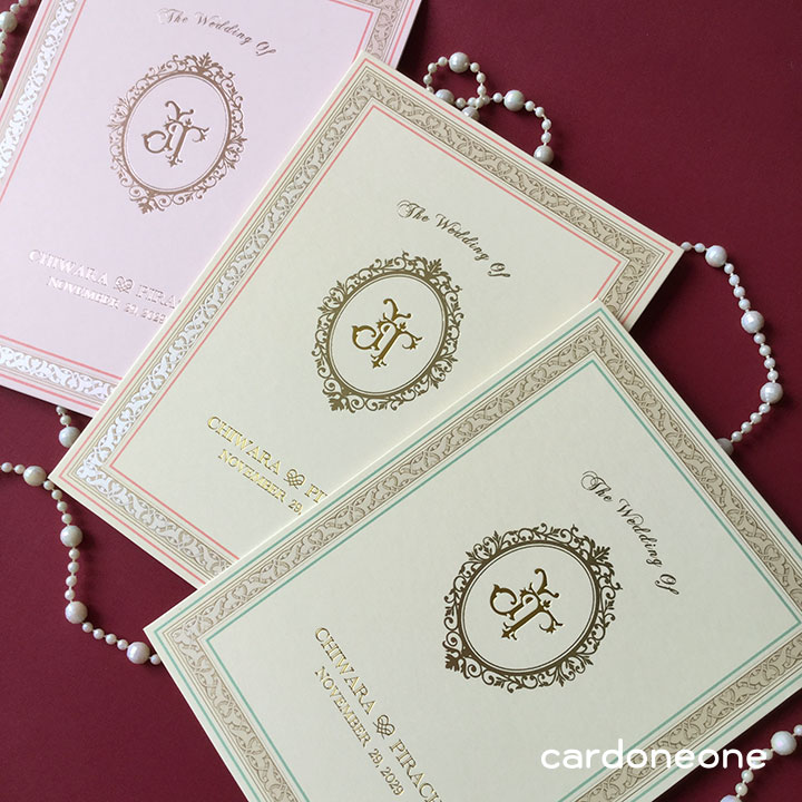 การ์ดแต่งงานวินเทจ แบบเข็งและหนา