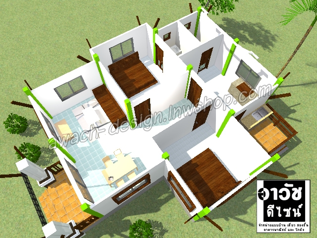 B101 แบบบ้านชั้นเดียว 2 ห้องนอน